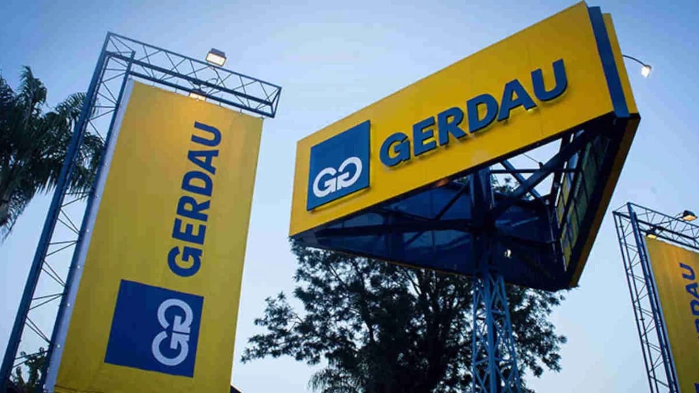 Totem com a marca da Gerdau em unidade da siderúrgica
